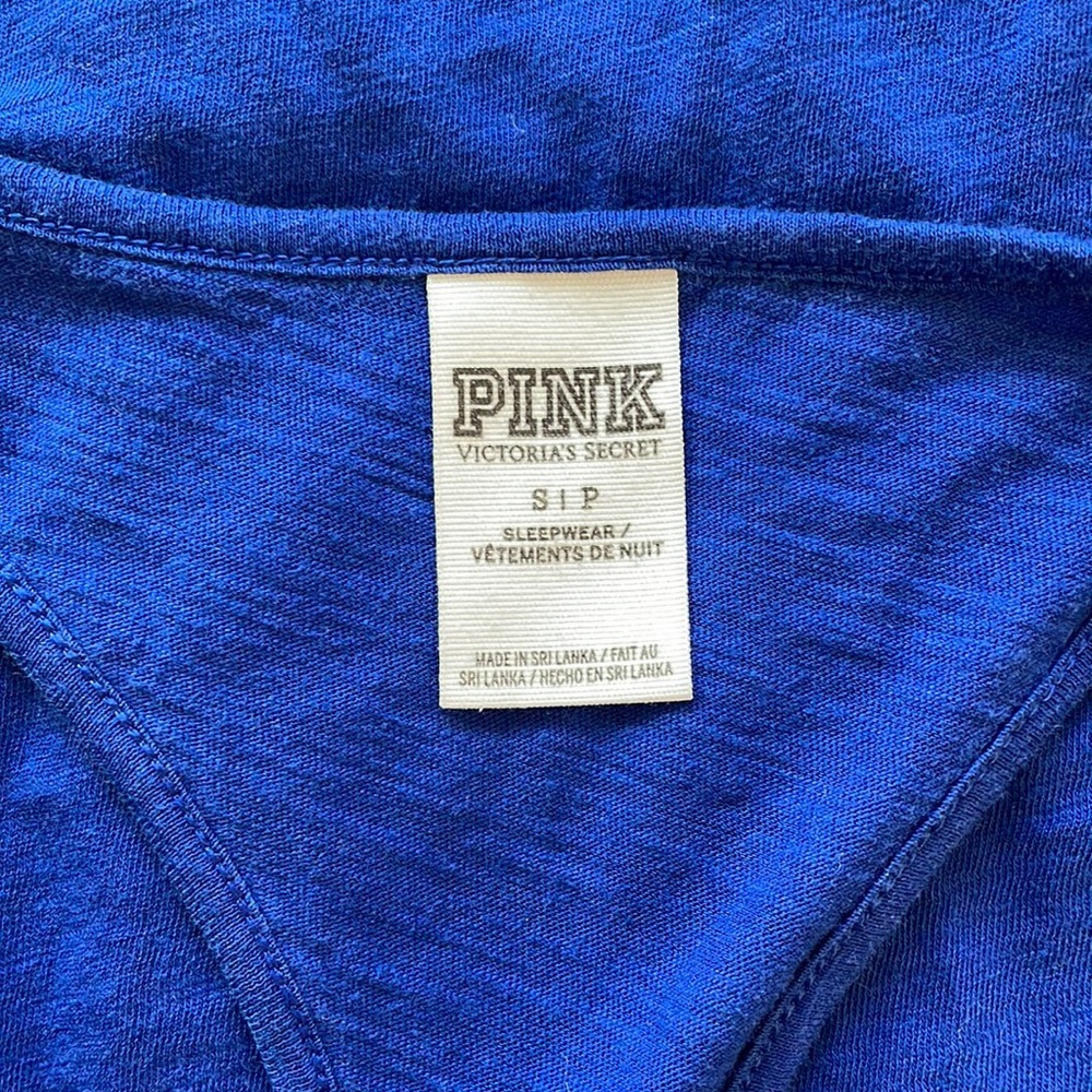 PINK Victoria's Secret Blue Racerback Tank Top Size Small - Picture 3 of 3